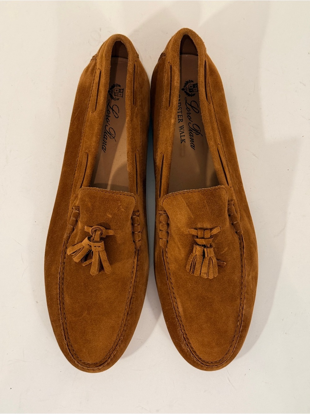 Loro Piana Roadster Walk Men’s EU 45 US 12 Brown Suede Tassel Loafers NEW